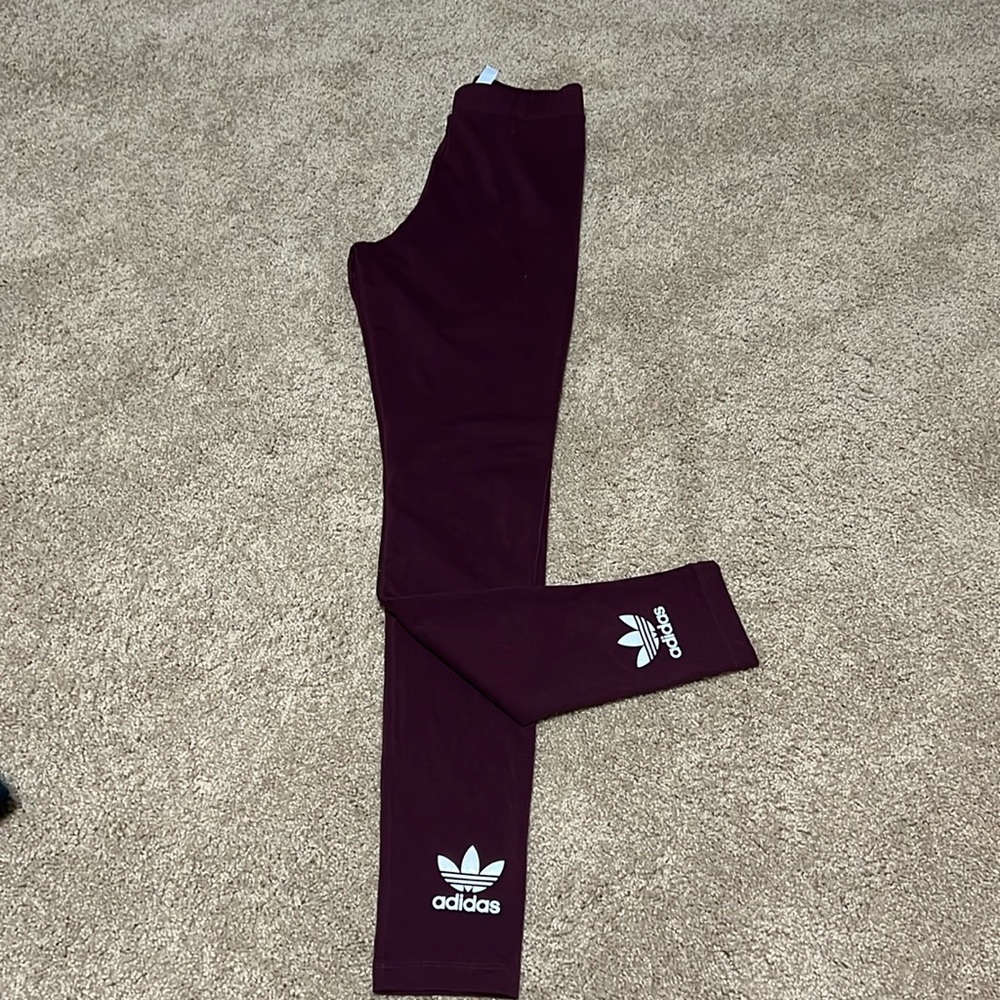 Maroon Adidas leggings